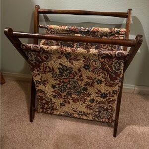 Vintage Floral Tapestry Knitting Basket